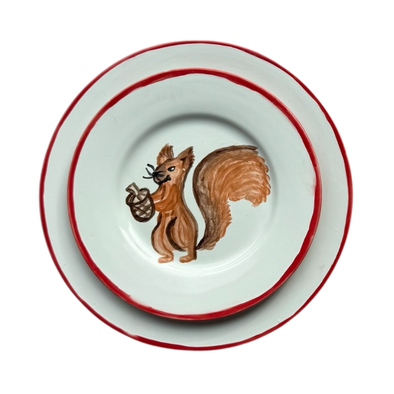 FOREST ANIMALS - SMALL ANIMALS + BIG RED BORDER PLATES (Set of 4)