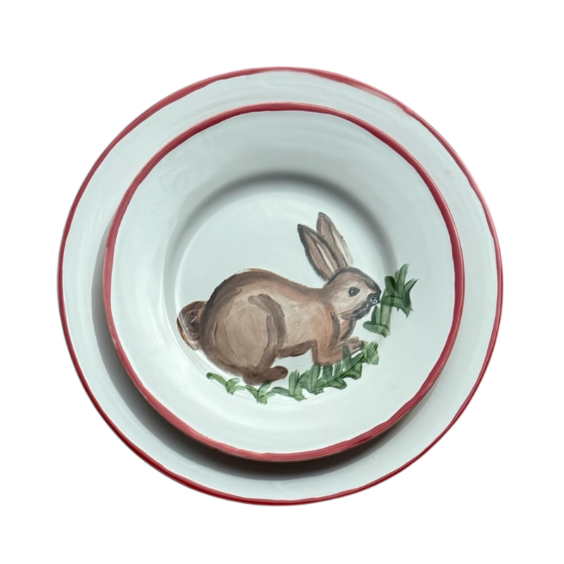 FOREST ANIMALS - SMALL ANIMALS + BIG RED BORDER PLATES (Set of 4)